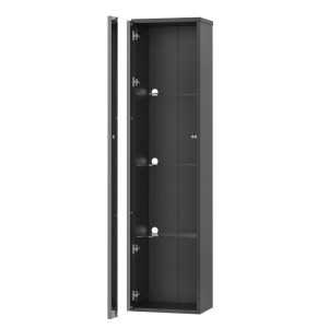 okwish Vitrine mit Glasböden LED-Beleuchtung Wohnzimmer 40x29x170cm Schwarz