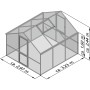 KGT Gewächshaus Nelke III, anthrazit-grau, 2,97 x 3,23 m mit Dachfenster und Drehtür.