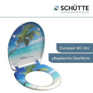 Schütte WC-Sitz Carribean mit Strandmotiv, Absenkautomatik und Schnellverschluss.