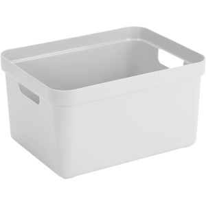 Weiße Sunware Aufbewahrungsbox Sigma Home (32 l) mit Griffen. Ideal zur Aufbewahrung und zum Stapeln.