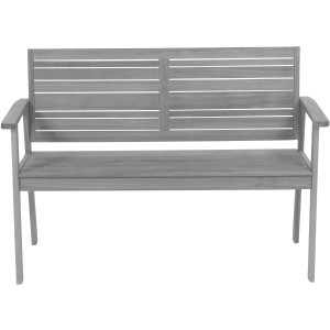 Graue Greemotion Gartenbank Maui, 2-Sitzer aus Akazienholz mit Lattenmuster.