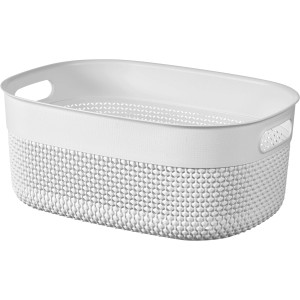 Weißer Curver Filo M Recycling-Korb, 38x28,5x15 cm, ideal zur Aufbewahrung. Nestbar und aus Recyclingmaterial.