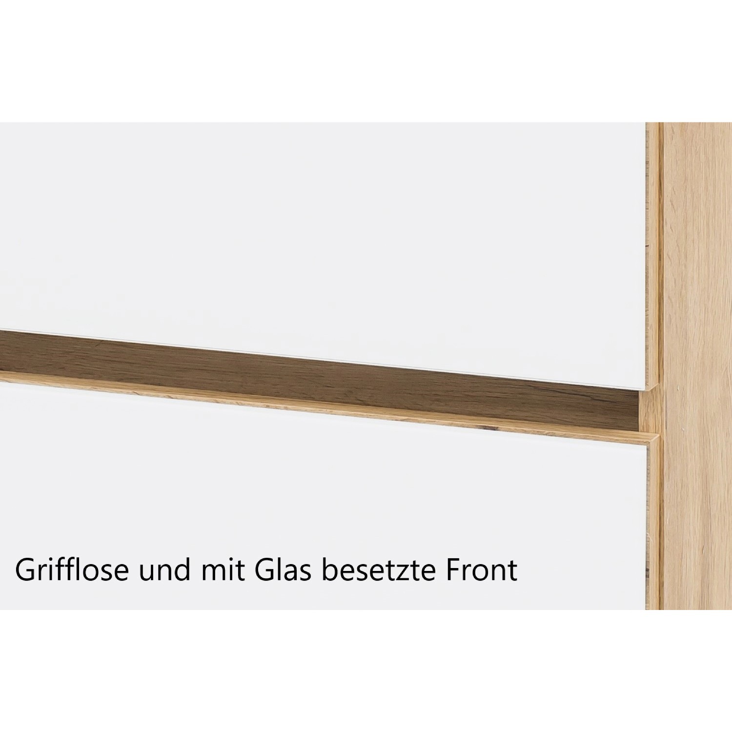 Detailaufnahme: Held Möbel Unterschrank Pisa, 40 cm, Weiß-Wotaneiche, grifflos.