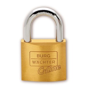 Burg Wächter Zylinder-Vorhangschloss C-Line 222 40 SB aus Messing mit Stahlbügel.