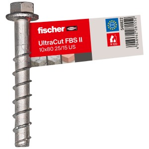 Fischer Betonschraube UltraCut FBS II 25/15 US, 10 x 80 mm, Sechskant mit U-Scheibe.