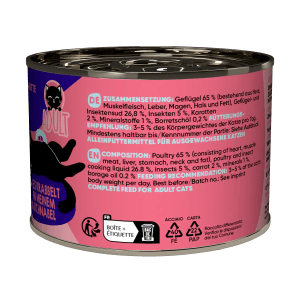 Lucky Lou Katzen-Nassfutter Adult Geflügel & Insekten, 200g Dose für ausgewachsene Katzen.