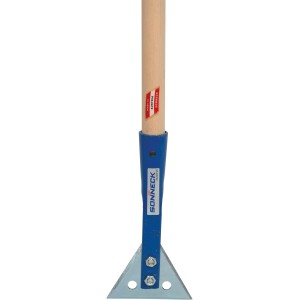 Sonneck Mauerscharre 110 mm mit Holzstiel und blauem Schaft, Werkzeug zum Reinigen von Mauerwerk.