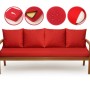 Rotes Setgarden Bankkissen-Set für 3-Sitzer Gartenbank, inklusive Sitz- und Rückenkissen.