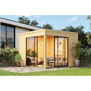 Karibu Gartenhaus Dillen 3 mit Schiebetür Natur