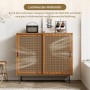 okwish Sideboard mit 2 Schiebetüren Ablage Wohnzimmer 100x90x37cm Braun_6