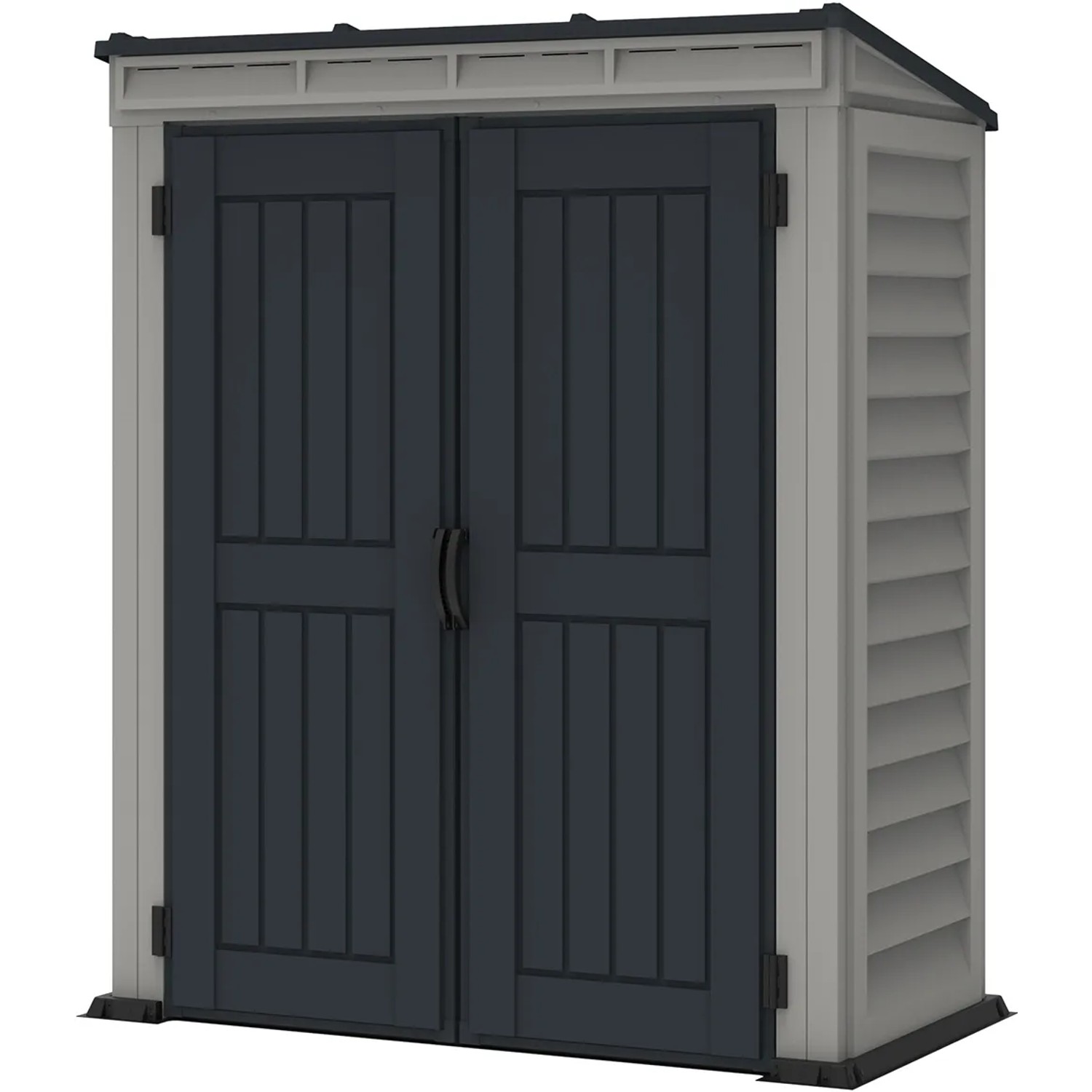 Duramax Kunststoff-Gartenhaus YardMate Pent, graues Gerätehaus mit Doppeltür.