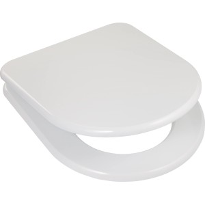 Weißer baliv WC-Sitz Lindo mit Absenkautomatik, Holzkern aus MDF.