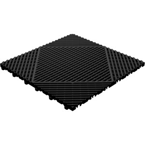 Schwarze Florco Kunststoff-Klickfliese classic, 40x40 cm, 6er-Pack. Ideal für Balkon, Terrasse & Garage.