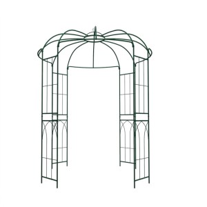 Relaxdays Rosenpavillon Metall Dunkelgrün Wetterfest 275 cm x 211 cm x 211 cm