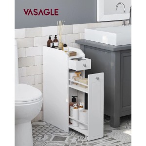 Songmics Badezimmerschrank Siren mit 2 Schubladen Weiß