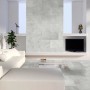 Heller Wohnraum mit Classen Ceramin Fliese Neo Vario Breccia in Steinoptik als Boden- und Wandfliese.