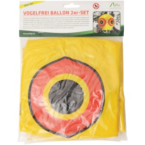 Gardigo Vogelabwehr Ballon 2er Set, gelb mit Augen-Design zur Vogel- und Reiherabwehr im Garten.