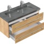 Posseik Badmöbel-Set Yamo, Eiche Gold, mit Granit-Waschbecken und zwei Schubladen mit SoftClose.