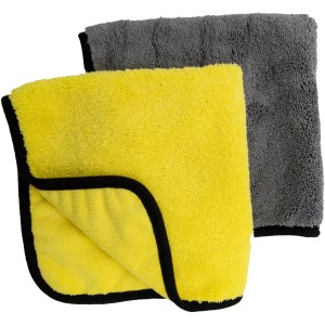 Steuber Mikrofasertücher 2er Set, gelb und grau, 40x40 cm, für Autopflege und Reinigung.