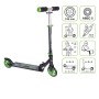 Muuwmi Aluminium Scooter Tretroller schwarz-grün, 125 mm Rollen, ABEC 5, höhenverstellbar, klappbar.