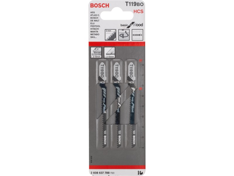 Bosch Accessories 2608637788 Stichsägeblatt T 119 BO Basic For Wood 3er Pack 3 St 509190