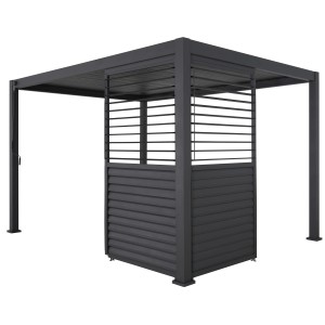 Shutter Wand 93 cm für Terrassenüberdachung: Seitenwand mit verstellbaren Lamellen für Sichtschutz.