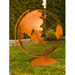Ferrum Art Design Deko-Skulptur Weltatlas, 115 cm, Edelrost-Optik für den Garten.