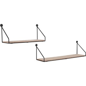 Mirrors & More Wandregal-Set Sabrina, 2 Hängeregale aus Metall und Holz in Schwarz und Natur.