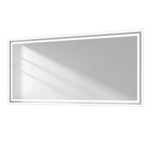 Emke LED Badspiegel 120x60 cm, rechteckig, mit heller umlaufender Beleuchtung. Moderner Badezimmerspiegel.