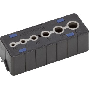 LUX Bohrschablone für präzise Löcher von 4 mm bis 12 mm Durchmesser.