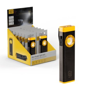 LED's Work Akku-Taschenlampe, dimmbar, 500lm, 5500K, IP54. Kompakte Arbeitsleuchte im Display.