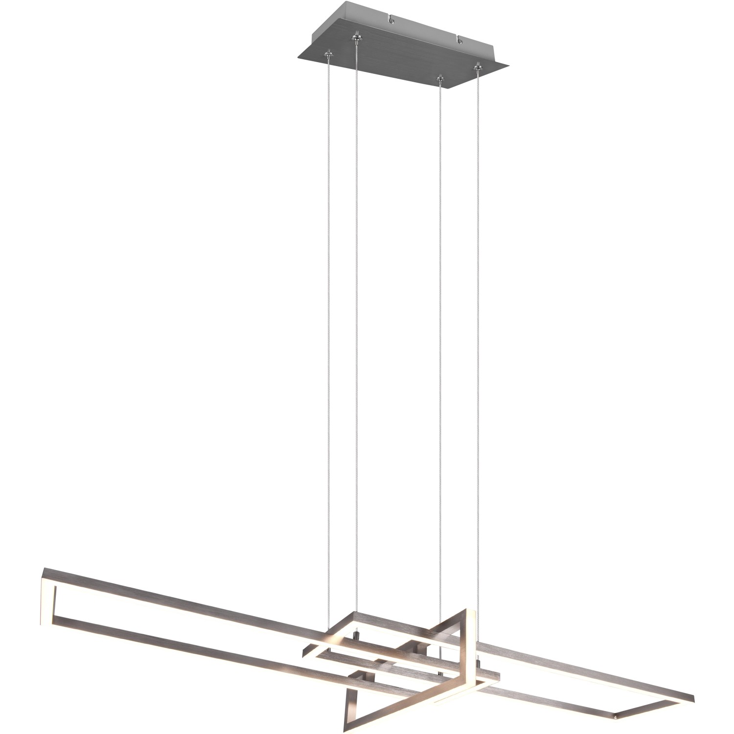 Moderne LED-Pendelleuchte Salinas, 34W, Nickel matt, mit Switch Dimmer für Wohn- und Schlafzimmer.