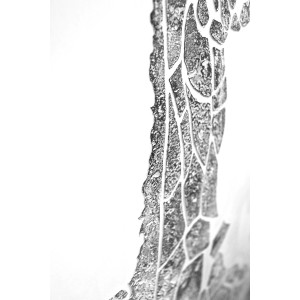 Detailaufnahme: Kayoom Ölgemälde Kalahari, 50x150 cm, abstraktes Giraffen-Muster, silberfarben.