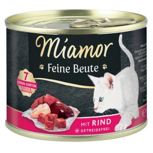 Miamor Feine Beute Rind, 185g Dose Katzen-Nassfutter mit Rindfleisch und Innereien, getreidefrei.