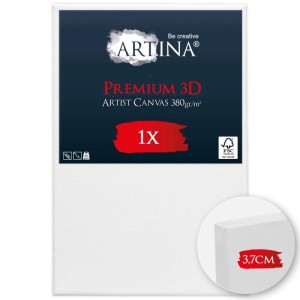 Artina Premium 3D Keilrahmen, 20x20cm, weiße Leinwand für Malerei.