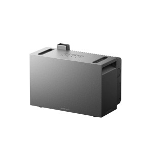 Dunkelgrauer Anker Solix Erweiterungsakku BP5000 für Balkonkraftwerke. Robustes, stapelbares Design, 5 kWh Kapazität.