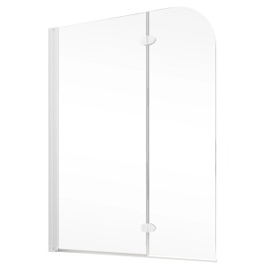 Schulte Badewannenaufsatz, 2-teilig, weißes Profil, Echtglas, 140x112 cm. Spritzschutz für Badewanne.