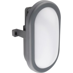 Anthrazitfarbene LED-Außenwegleuchte (8W) mit ovalem, satiniertem Leuchtkörper für Haus und Garten.