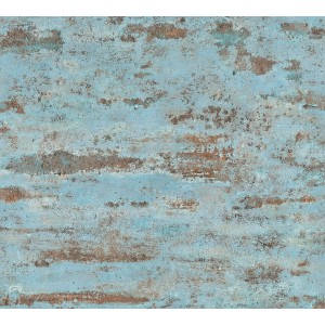 Vliestapete Elements in Blau-Braun mit Industrial-Struktur, matte Optik.