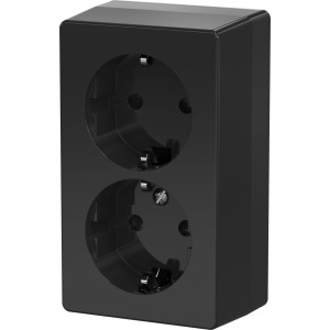 Schwarze Doppel-Steckdose EF402G zur Aufputzmontage.