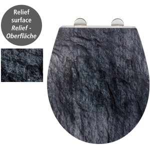 Wenko WC-Sitz Slate Rock mit Absenkautomatik, Duroplast, Schiefer-Optik für jedes Badezimmer.