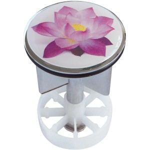 Waschbeckenstöpsel mit Lotusblüte Design, Metall, 38 mm.