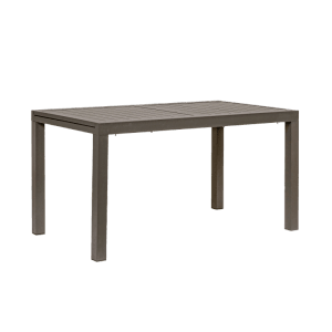 Rechteckiger, brauner Gartentisch Hilde ausziehbar mit Aluminiumgestell.