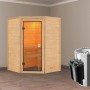 Karibu Sauna Antonia mit Ofen: Massivholzsauna mit Glastür und Saunaofen mit Steuerung.