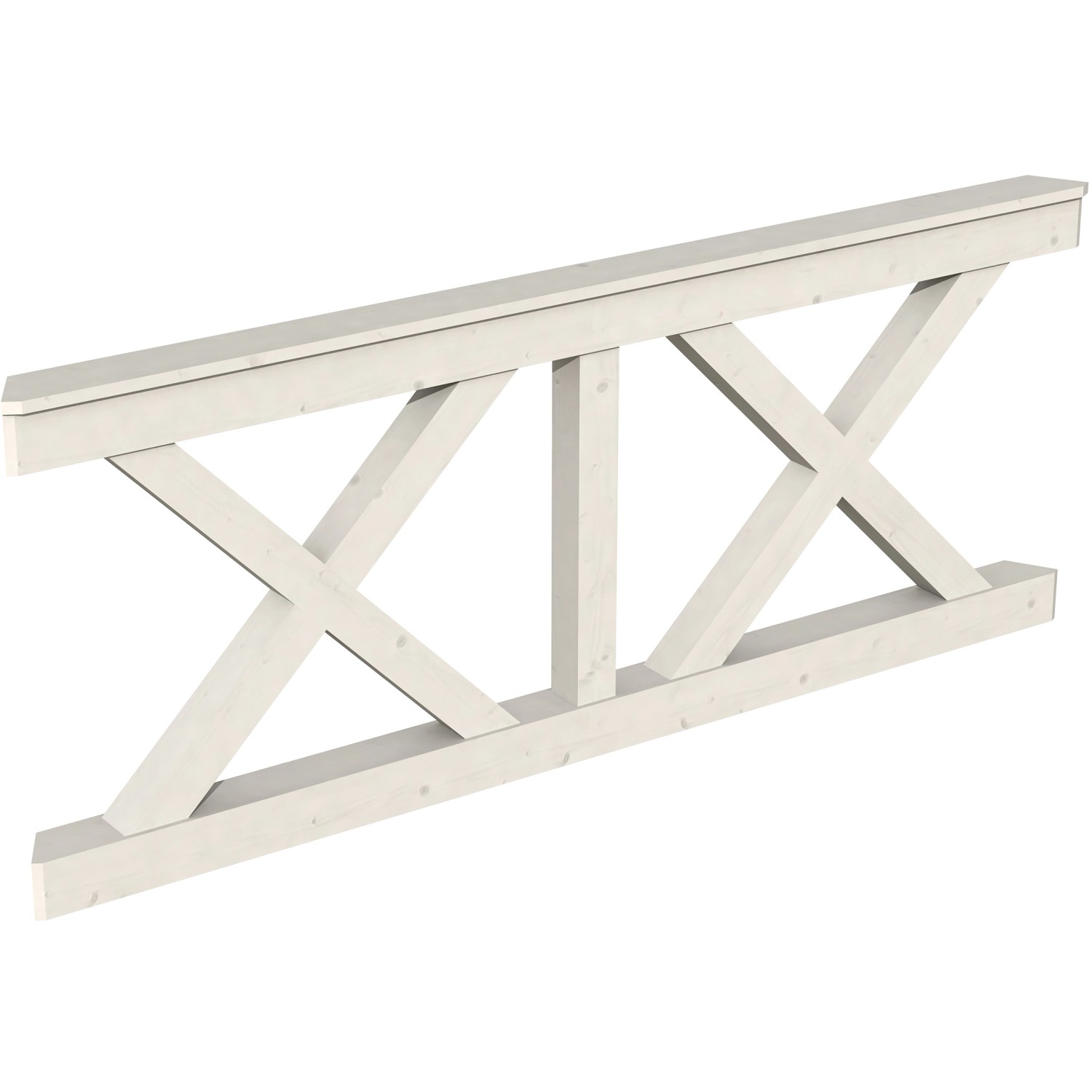 Weiße Skan Holz Brüstung mit Andreaskreuz für Lauben & Pavillons, 210x84 cm.