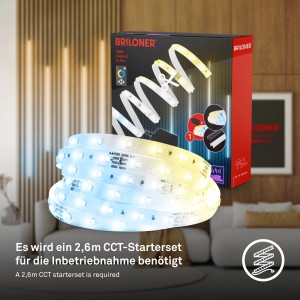 Briloner LED-Band Starter-Set, 2,6 m, mit CCT-Funktion und Zubehör für Paneele.