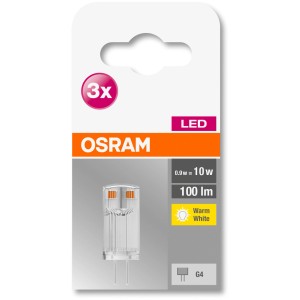 Osram LED Lampe G4, 3er-Pack. Ovale, klare Form, warmweißes Licht. Ideal für Akzentbeleuchtung.