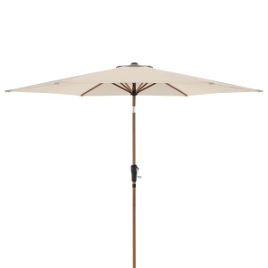 Doppler Kurbelschirm Life Wood, Ø 300 cm, naturfarbener Balkonschirm mit Holzoptik.