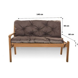 Braunes Setgarden Bankkissen 140x60 cm für 2-Sitzer Gartenbank, bequeme Outdoor Auflage.