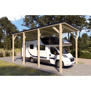 Holzbrüder Camping-Carport Ralf 28m² Imprägniert-Schwarz